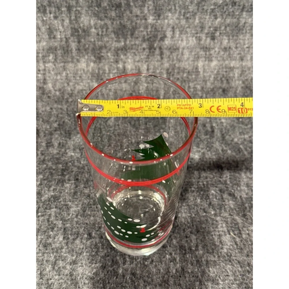 Set of 12 Vintage Libbey Christmas Holiday Tree Drinking Glasses Tumblers 6.5